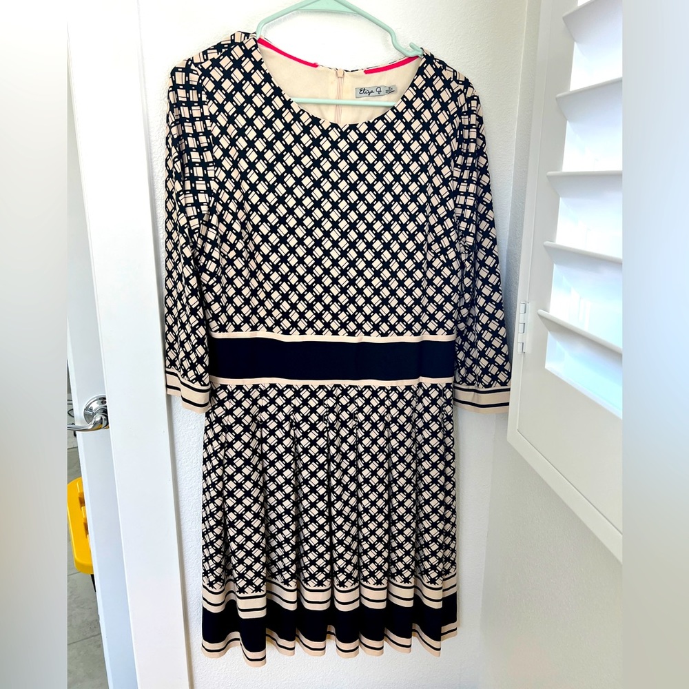 Pleated black and white dress